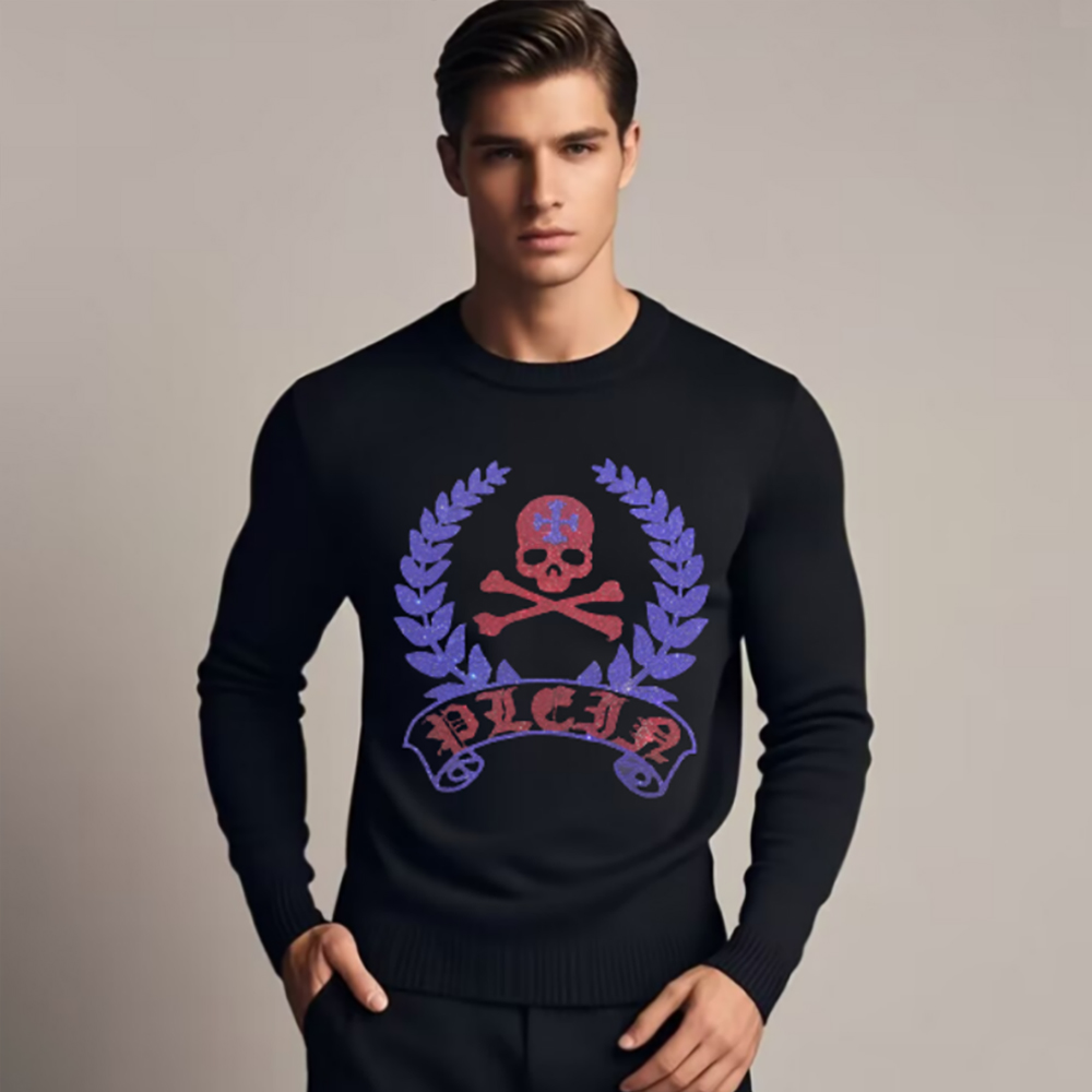 Winter Clothing English - Men's Skull Head Sweatershirts Rhinestone Design
