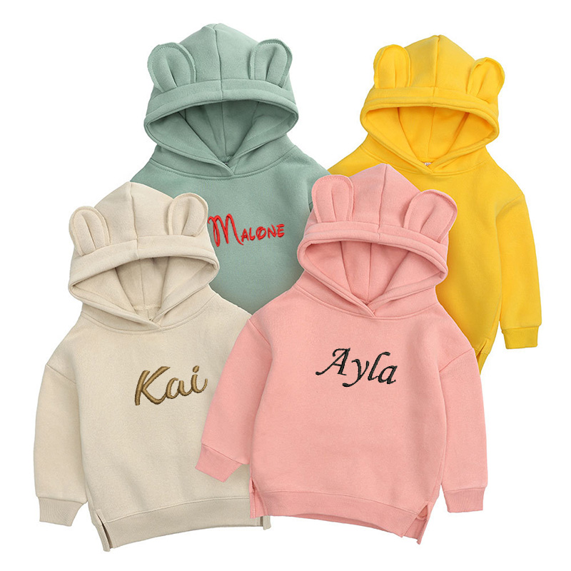 Winter Under Clothing - Personalised Embroidery Childrens Bear Hoodie Custom