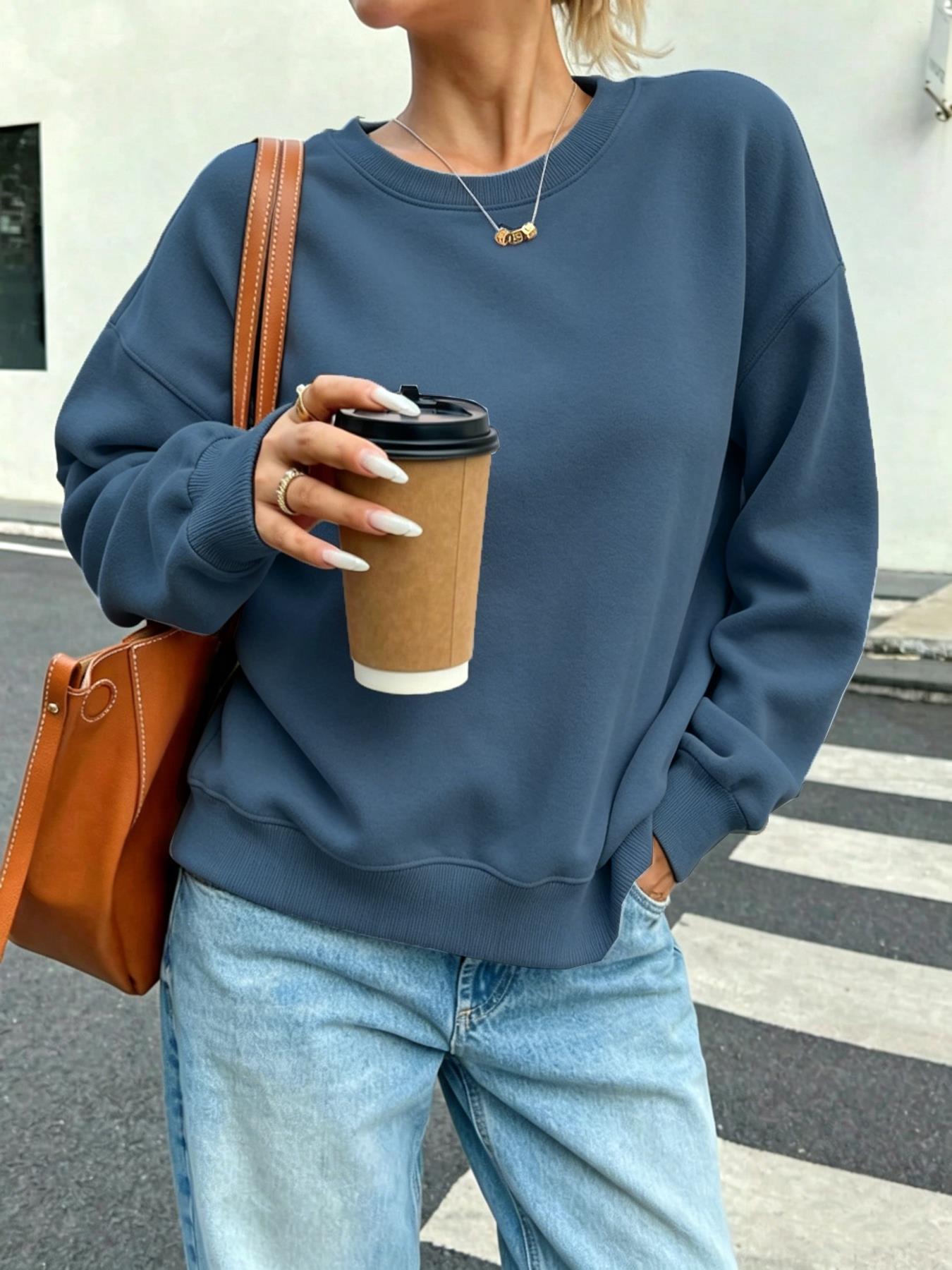 Winter Clothing Sale Women - Solid Women's Casual Sweatshirts O-Neck Street