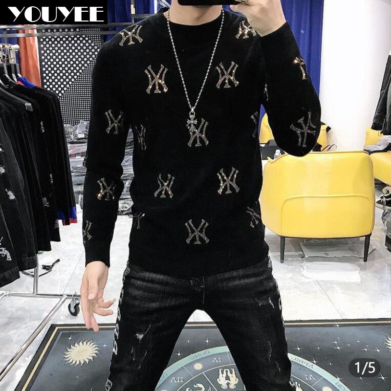 Winter Clothing English - Men Sweater Casual Fashion Hot Diamond