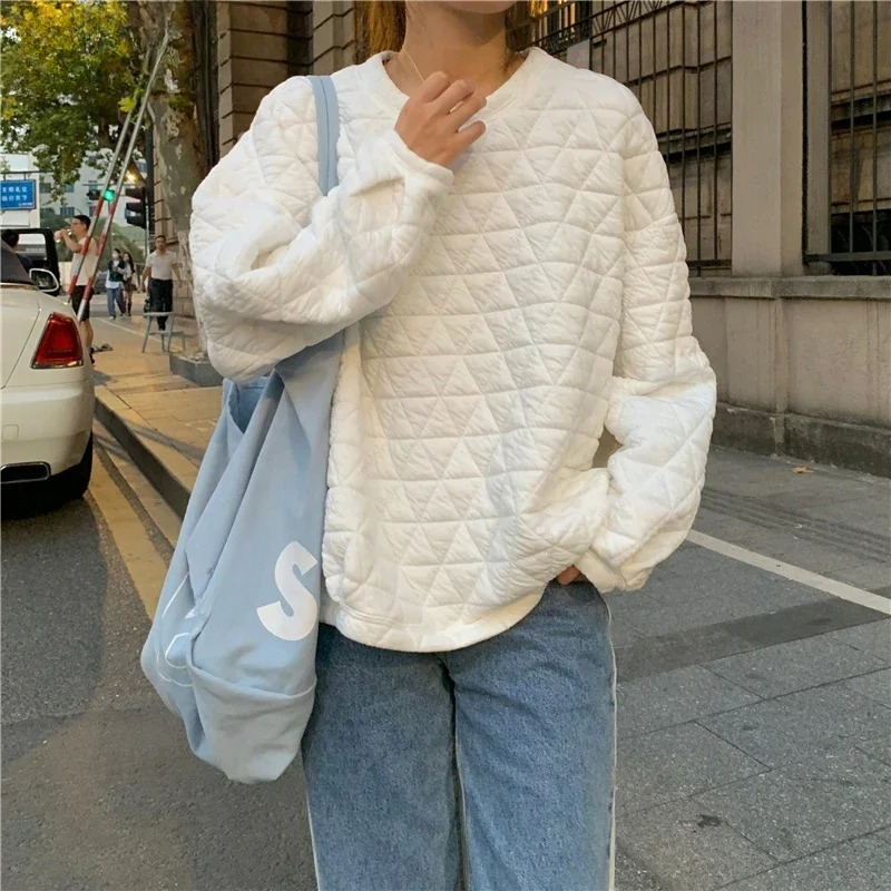 Yellow Winter Clothing - Loose Sweatshirt Female Winter White Causal