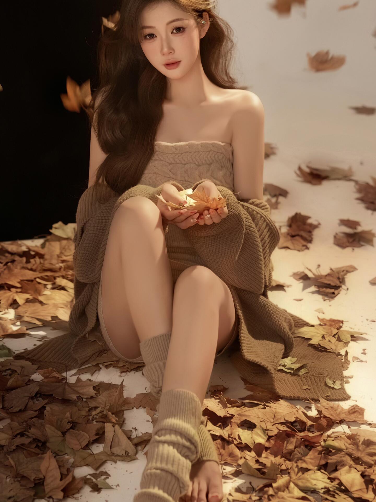 Autumn Winter Brown Knitted St - огляд і ціна Winter Clothing Photo